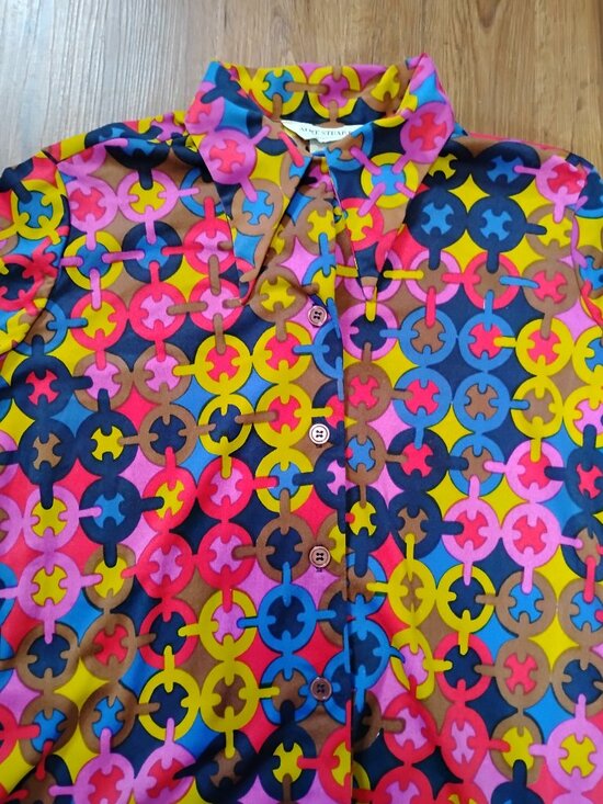Alice Stuart Tops - Vintage Alice Stuart Psychedelic Tiles Polyester Disco Shirt